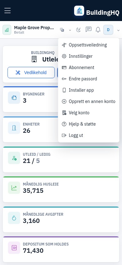 Installer BuildingHQ. Ta det med inn i bygget.